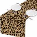 HOSNYE Table Runner Fashion Leopard Fur Pattern,Cotton Linen Table Runner Decoration for Kitchen Family Dinner Table Holiday Party Farmhouse Style 13 x 72 Inch