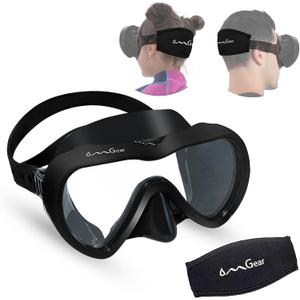 OMGear Diving Mask Snorkeling Gear Kids Adult Snorkel Mask Dive Goggles Silicone Swim Glasses with Nose Cover for Scuba Free Diving Spearfishing Neoprene Strap Cover Impact Resistance (Ink)