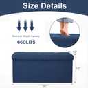 DUMOS 30 Inch Folding Storage Ottoman Bench, Large Hidden Storage Chest, 15"D x 30"W x 15"H Navy Blue