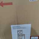 Linon Triena X Back Neutral Greywash Wooden Fully Assembled Folding 24 Inch Seat Height Counter Stool with Beige Upholstered Seat, Standard