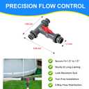 Pool Hose Connector with Shut-Off Valve, 1.5" to 1.5" T-Joint Pool Hose Adapter for Above Ground Pool Filter Pump & Vacuum, Tool-Free Pool Replacement Parts (1.5" T-Joint with Valve)