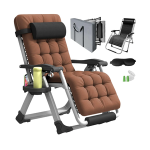 YOMIFUN Oversized Zero Gravity Chair, XL Lounge Chair 29” Width, Padded Reclining Camping Chair W/Removable Cushion & Adj Headrest, Storage Bag, Footrest Cushion, Cup Holder, for Indoor Outdoor, Brown
