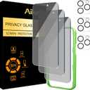 Ailun 3Pack Privacy Screen Protector for iPhone 16 Pro [6.3 inch]+3Pack Camera Lens Protector,Dynamic Island Compatible,Anti Spy Tempered Glass[9H Hardness][Not for iPhone 16/16 Plus/16 Pro Max/16e]