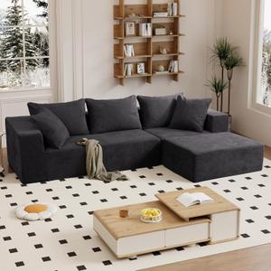 Vamcheer Modular Sectional Sofa with Chaise, Modern L Shaped Cloud Boneless Couch with Deep Seat, Sectional Couches for Living Room, Bedroom, Office, No Assembly Required, Grey (107"x23"x66.9")