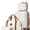 Kono Luggage Set 4 Piece Carry On Hardside Luggage with TSA Lock Spinner Wheels Lightweight PC+ABS Carry On Suitcase Cream White (Carry-On Travel Set (DB/TB/12/20"))