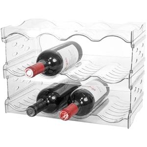 YENXIKU Stackable Wine Rack & Water Bottle Organizer for Cabinet - 3 Tier Acrylic Holder for Countertop, Fridge, Bar, Pantry, or Office, Hold 12 Bottles
