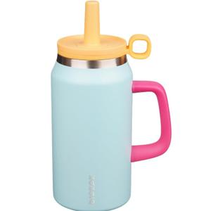 BJPKPK 50oz Insulated Tumbler with Handle Stainless Steel Travel Coffee Mug with Lid Reusable Large Water Bottle with Straw,Sky Blue