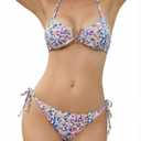 Cromi Women V Neck Halter Triangle Bikini Set 2 Piece Tie Side Bottom | Metal V, Removable Pads, Quick Dry, Elastic Fabric, Sexy Style, Beach Vacation, Pool (S)