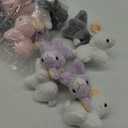 Sratte 16 Pcs Bunny Stuffed Animal Bulk 4.7 Inch Small Plush Rabbit Keychains Detachable Bunny Party Favors Plushies for Birthday Baby Shower Basket Stuffers Decorations(Cute)