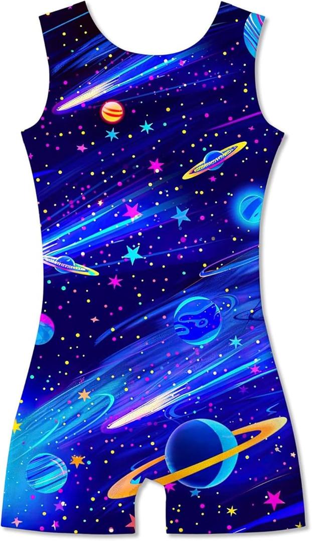 Vieille Girls Gymnastics Practice Outfits Leotard 7-8 Fancy Cosmic Ballet Dance Tank Unitard Sparkly Kids Biketard Cute Athletic Tumbling Outfits