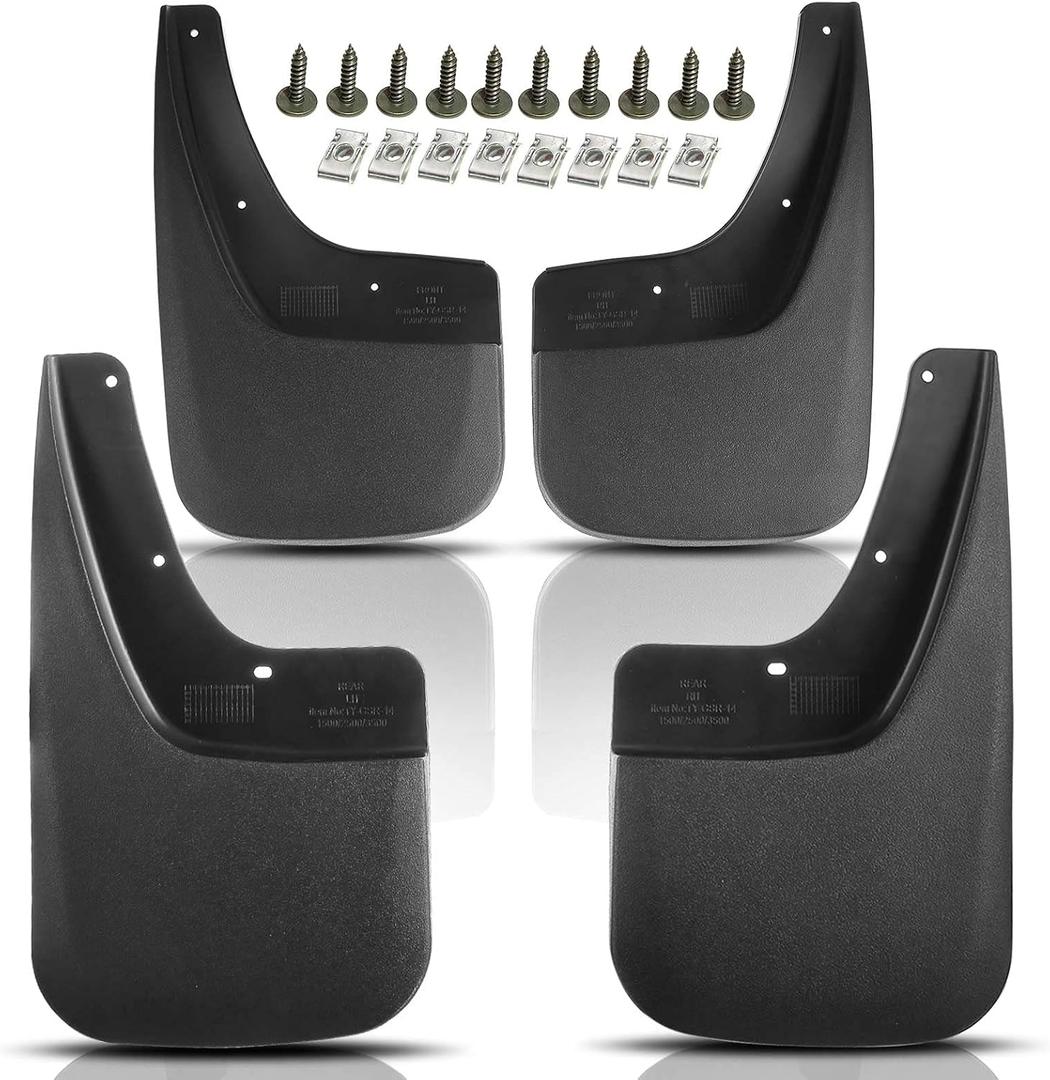 YHTAUTO Mud Flaps Splash Guards Fits GMC Sierra 1500 (Limited), Sierra 2500/3500 HD, with Single Rear Wheel Model, Mudguards Mudflaps Accessories for Trucks with Hardware Kit, Front & Rear 4Pcs Set