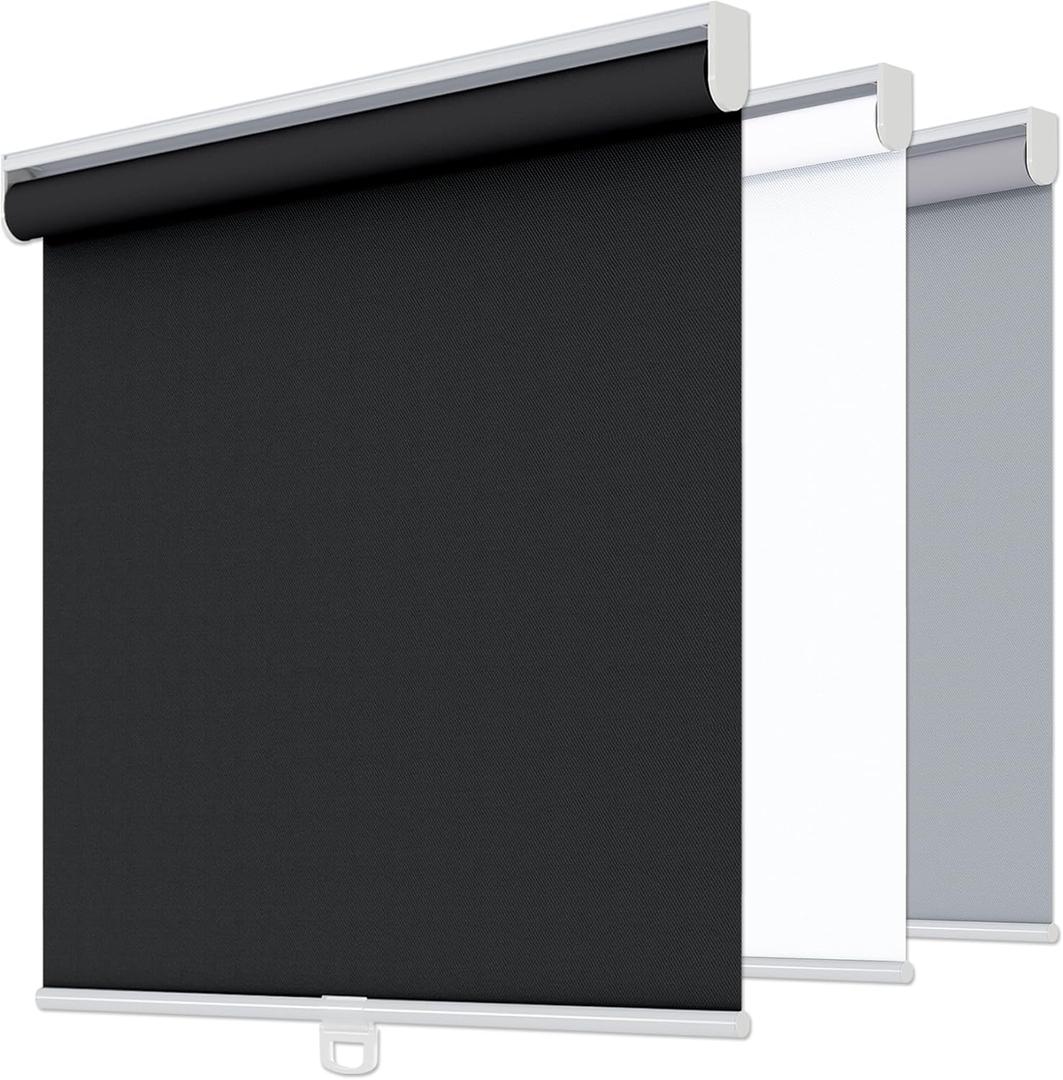 Cordless Roller Shades VELAFORM (30" W x72 H, Black), Spring Retract