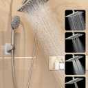 Veken High Pressure Rain Shower Head with Multi-Functions, Square Rainfall Shower Heads with 5-Mode Handheld Spray Combo, Detachable Hand Held Showerhead with Hose, Double Regaderas Para,Starlight
