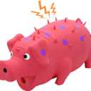 Andiker Dog Squeaky Toy, Dots Latex Dogs Chew Toys with a Oinks Sound Squeaker Grunting Pig Dog Toy Durable Self Play 8" Dogs Squeeze Toy for Dental Biting Chasing to Kill Boring Time (Pink)