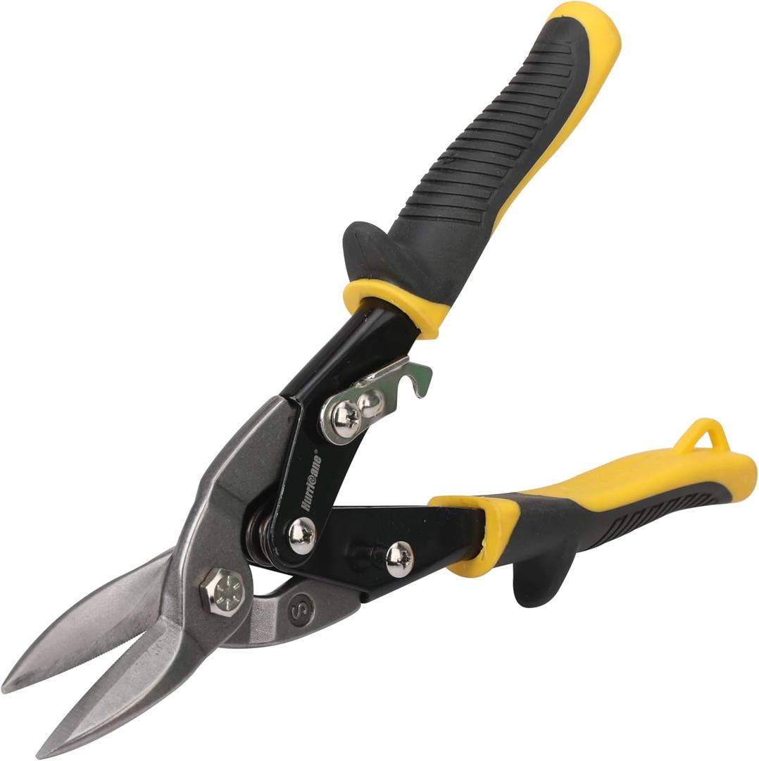 HURRICANE 10 Inch Aviation Tin Snips, Straight Cut Shears for Sheet Metal, Aluminum, Gutter & DIY Projects, Regular Straight Cutting Sheet Metal Cutter