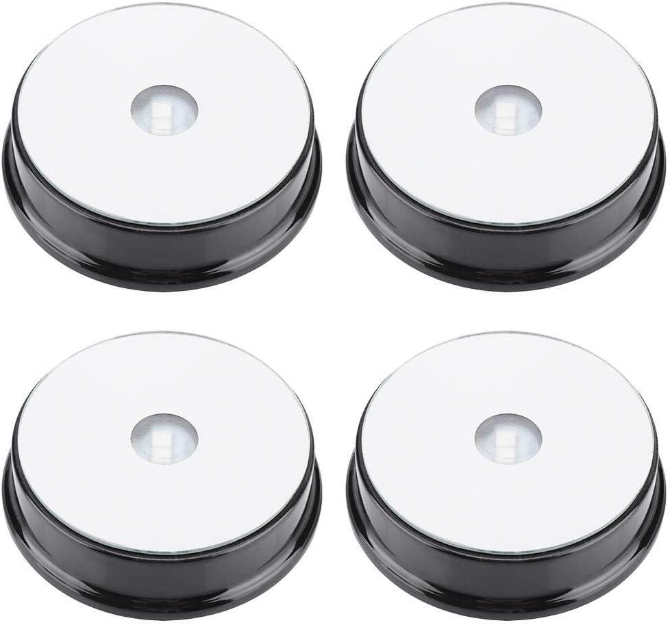 4 Pcs LED Crystal LED Display Base, Seven Color LED Light Base Stand Art Figurine Decoration Light Stand Base Round Show Stand Display 9 (01)