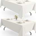 Pureegg Rectangle Table Cloth 60" x 102"  Durable Polyester Tablecloth Offers Reusable & Washable Protection, Ideal for Outdoor Party, Picnic, Wedding, Banquet and Birthday, 2 Pack, Ivory