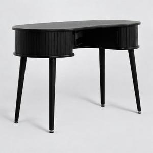 NTC Ripple Desk, Modern Wooden Writing Desk with Two Hidden Drawers, Stylish Vertical Groove Design, Home Office Workstation, Minimalist Study Table, Easy Assembly - Burnt Black, Compact