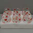 Maxcheck 6 Pcs Valentine Stemless Wine Glass Set 18 oz Heart Wine Glasses Colorful Conversation Drinking Glasses for Valentine Party Wedding Present Holiday Party Gift