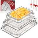 3 Set Air Fryer Basket, Air Fryer Pans and Tray for Oven with 90 PCS Parchment Papers, DEGOVIN Non-stick Stainless Steel Oven Air Fryer Basket and Tray-18.8" x 12.8" &14.88"10.98"&12.8" x 8.9"