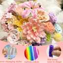 300Pcs Pipe Cleaners,Chenille Stems Crafts Kits with Pom Poms White Ribbon Elastic String Pearls Artificial Flower Stems and Stamens Pipe Cleaner for DIY Art,Craft Supplies