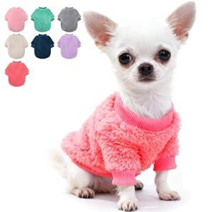 XXS Dog Sweaters for Small Dogs, Fleece Puppy Sweater for Teacup Yorkie Chihuahua Extra Small Dog Clothes, Winter Warm Girl Dog Outfits, Pink