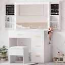 YITAHOME Lighted Makeup Vanity Set with Stool, 4 Spacious Drawers, Hidden Jewelry Storage