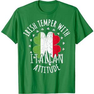 Irish Temper Italian Attitude St Patrick's Day Italian T-Shirt (Green, XXXL)