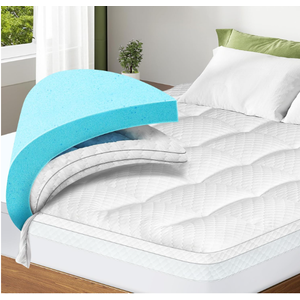 Dual Layer 3 Inch Memory Foam Mattress Topper Twin XL Size, 2 Inch Cooling Gel Memory Foam Plus 1 Inch Pillow Top Mattress Pad Cover, with 8-21 Inch Deep Pocket, White