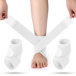 Honoson 2 Pcs Ankle Brace Kid Breathable Neoprene Ankle Support Compression Sleeve Achilles Tendonitis Relief Elastic Foot Brace with Adjustable Wrap for Sprained Plantar Fasciitis(White, S) 