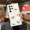 MOWIME Compatible with Samsung Galaxy S22 Ultra Case, Daisy Floral Shockproof Soft TPU Protective Cover for Women Girls, Slim Anti Scratch Case for Galaxy S22 Ultra 6.8 Inch, White