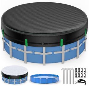 18Ft Winter Pool Cover for Above Ground Pools, Round PE Thicken Tarp