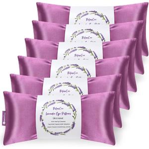 Lavender Eye Pillow for Relaxation, Yoga, Sleeping, Weighted Eye Mask Heated for Headache, Sinus, Dry Eye Relief, Moist Heat Eyes Compress, Meditation Accessories with Aromatherapy, Pack of 6