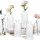 Glass Flower Vase, Aromatherapy Bottle, Small Vase, 6 Sets, Simple, White Transparent, for Birthday, Anniversary, Wedding, Home Decoration