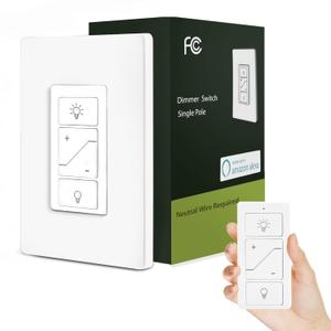 Dimmer Switch with Wireless Remote Control, Dimmer Light Switch, Single Pole Smart Switch Light Switch Support 2.4G&5G Compatible with Alexa