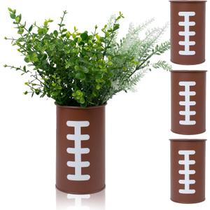 3 Pcs Football Table Centerpiece Football Vases Decor Metal Vases Rugby Day Table Decoration for Football Day Party Game Thanksgiving Kitchen Home Rugby Party Decorations Gifts