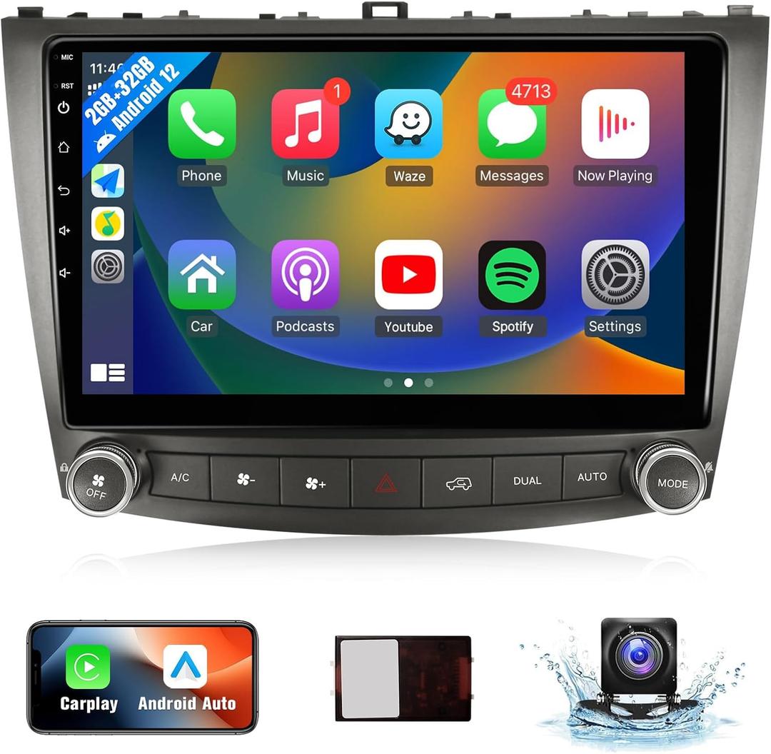 Leadfan Android 12 Car Radio for Lexus IS250 IS300 IS350 2006-2012 Stereo Upgrade Compatible with Apple Carplay Android Auto 10.1'' Touch Screen in-Dash Bluetooth WiFi Navigation GPS SWC Back Camera