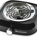 Toastmaster Single Burner with Coil Top & Chrome Knob - Single Tabletop Burner with Drip Shield & Non-Skid Feet - Electric Countertop Burner with Variable Heat Control