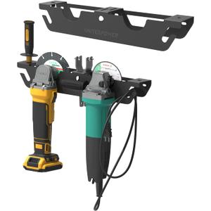 UNITEDPOWER Angle Grinder Holder - 2 Bay Angle Grinder Rack/Stand Storage Rack with Cord Hanger, Wall mount Bracket for Cutters Polishers, Garage and Workspace.
