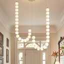 2 Ring Modern Chandeliers Acrylic Balls Ceiling Pendant Lighting LED Dimmable Light for Living Room Foyer Dining Room Entryway Adjustable Hanging Lights Gold