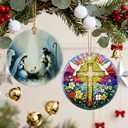 4 x Catholic Cross Gift: Christian Cross Ornament | Religious Christmas Ornaments (Christmas Tree Decorations), Christian Faith Home Decor, Religious Gifts & Xmas Gifts