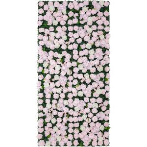 Artificial Flower Wall Backdrop 12-Pack 16"* 24" Pink and White Rose Artificial Floral Panels Spring Wedding Home Valentine's Day Photography Event Party Decoration