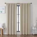 Simplebrand Ava Biscotti Beige Blackout Curtains for Bedroom 72 Inch Length 2 Panels Set, Privacy Thermal Insulated Rod Pocket Door Window Curtains for Patio French Front Door, W40 x L72 Inch