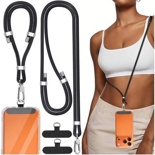 TNSNK 4-IN-1 Phone Lanyard + Wrist Strap Set, Adjustable Length (15.7-31.5 in) Cell Phone Lanyard with 2 PCSTether Tabs for iPhone,Smartphones