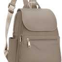 SYTRAH Mini Backpack Purse for Women, Causal Small Backpack with Built-in RFID Wallet & 11" Tablet Sleeve, Stylish Travel Daypack for Daily Khaki