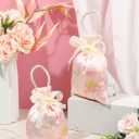 LYSXP Satin gift bags with drawstring & Handles,5x7 Inch 10Pcs Elegant Satin Printed Small Bags for Weddings, Small gift bags,Birthdays & Holidays (pink)