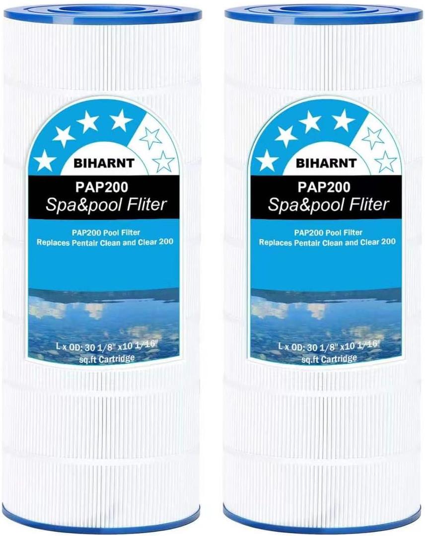 CC200 Pool Filter Compatible with Pentair Clean and Clear 200, CC200, PAP200,Unicel C-9419, Ultral-C5, PP-C5, Filbur FC-0688, R173217,Aladdin 29902, Baleen AK-8005, 200 sq.ft Cartridge (White-2 Pack)