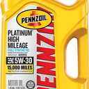 Pennzoil Platinum High Mileage Full Synthetic 5W-30 Motor Oil, 5 Quart