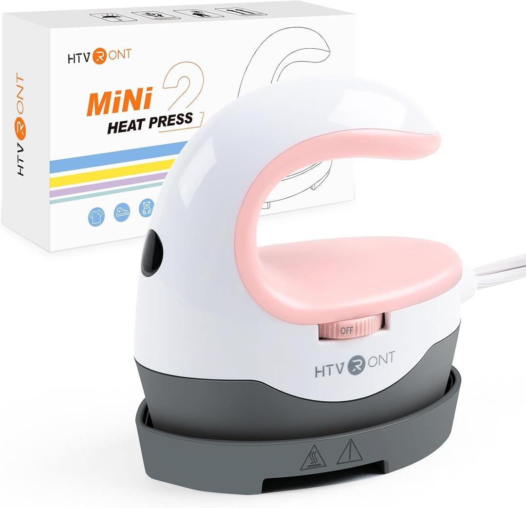 HTVRONT Heat Press Mini Heat Press Machine, Small Heat Press Portable Iron Press Machine for T Shirts, Hats, Heating Transfer Projects (Pink)