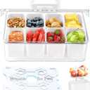 Portable Snackle Box Container with Ice Pack, Cooling Travel Charcuterie Box with Lid, Snack Cooler with Divided Serving Tray, with 8 Compartments & Drain Trays, for Outdoor Parties, Picinics